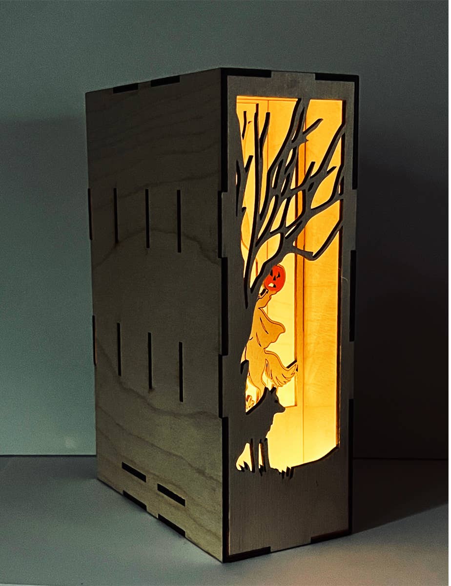 Squirrel Tacos Papercuts - Wholesale Bookend - Book Nook with LED light - Sleepy Hollow Headless Horseman4