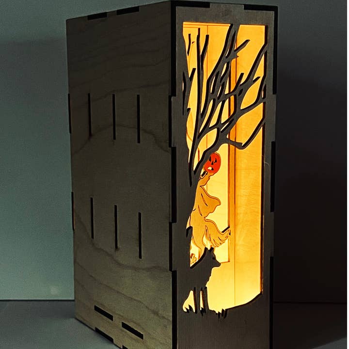 Squirrel Tacos Papercuts - Wholesale Bookend - Book Nook with LED light - Sleepy Hollow Headless Horseman4