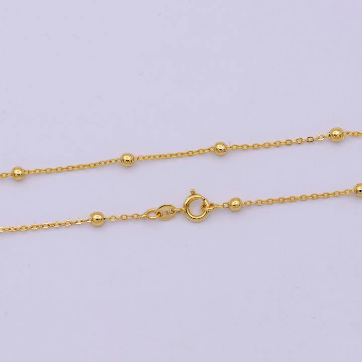 Aim Eternal - Wholesale Link & chain necklace - 24K Gold Filled Satellite Chain Dainty Gold Ball Chain 18 Inches Ready To Wear Necklace w/Lobster Clasps | WA-527