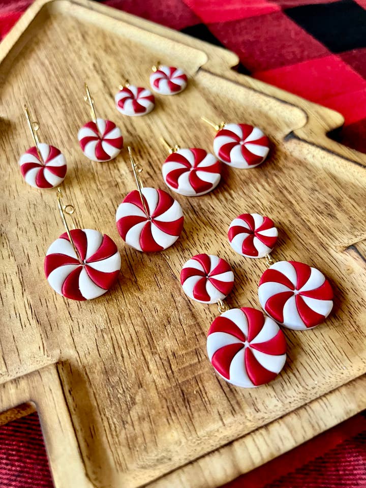 Peppermint Clay Earrings, Peppermint Earrings for wholesale by SeizeTheClayJewelry
