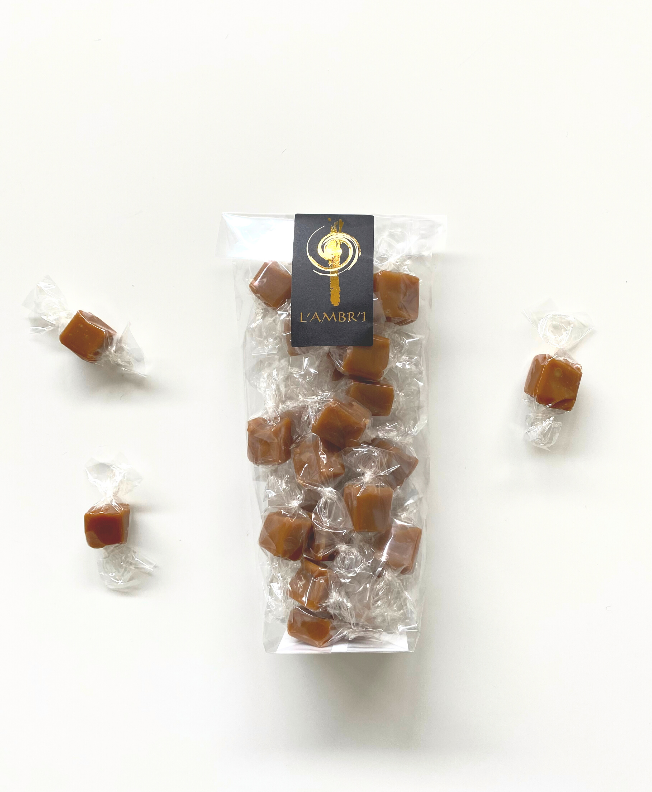 L'ambr'1 – Caramelo por atacado – Confeitaria - Caramelos de manteiga salgada - 130 g1