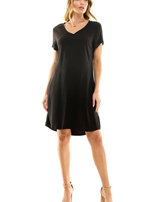 Damklänning med kort ärm och lös passform med fickor för wholesale av Veracci