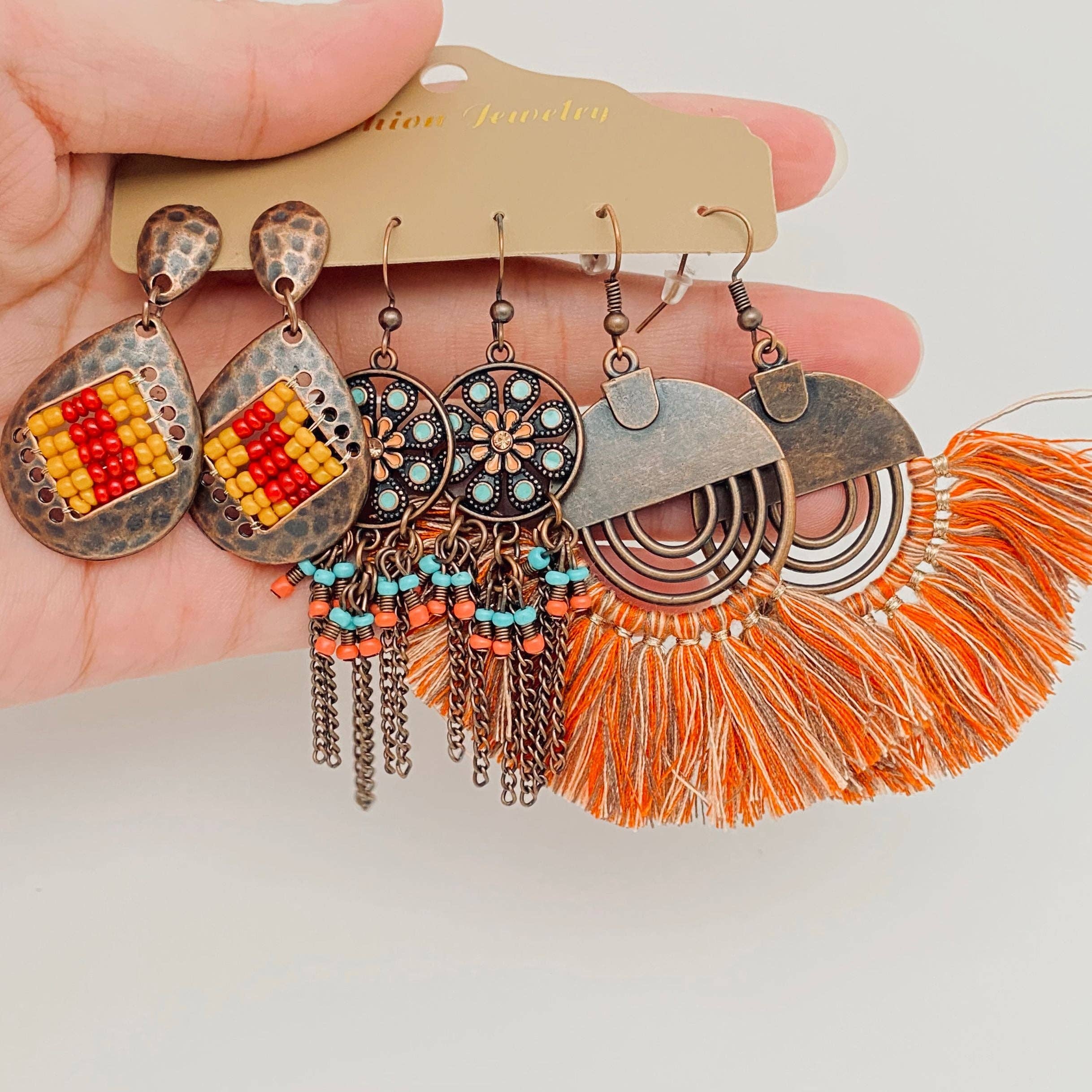 Mio Queena – wholesale Jewellery set – 3Pairs/set Boho Earrings in Different Styles - BJ15