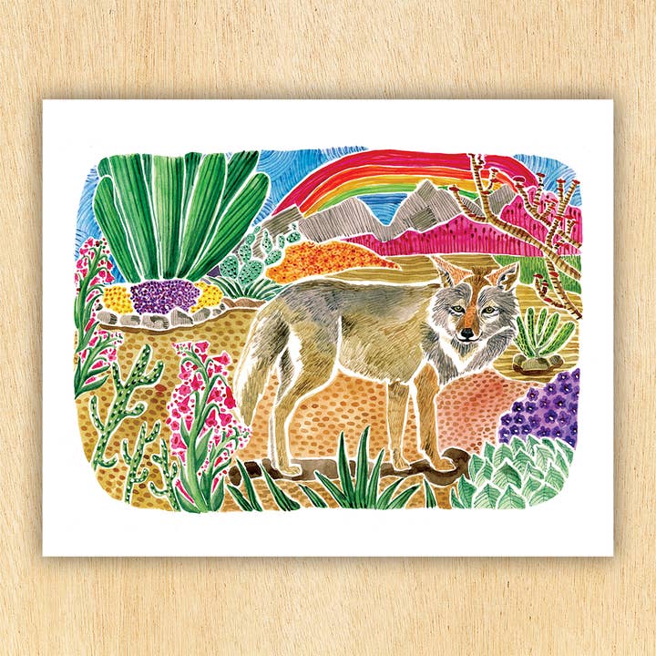 Coyote Desert Scene | 8 x 10 | 11 x 14 | Wall Art Prints for wholesale by Mary M Spencer Design