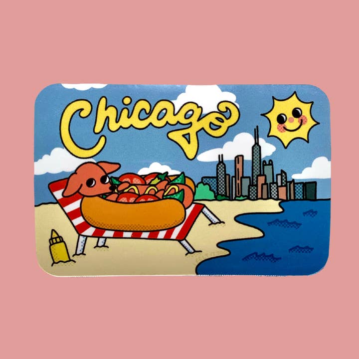 Aimant de réfrigérateur souvenir style vintage de Chicago pour la vente par I Felt It Too