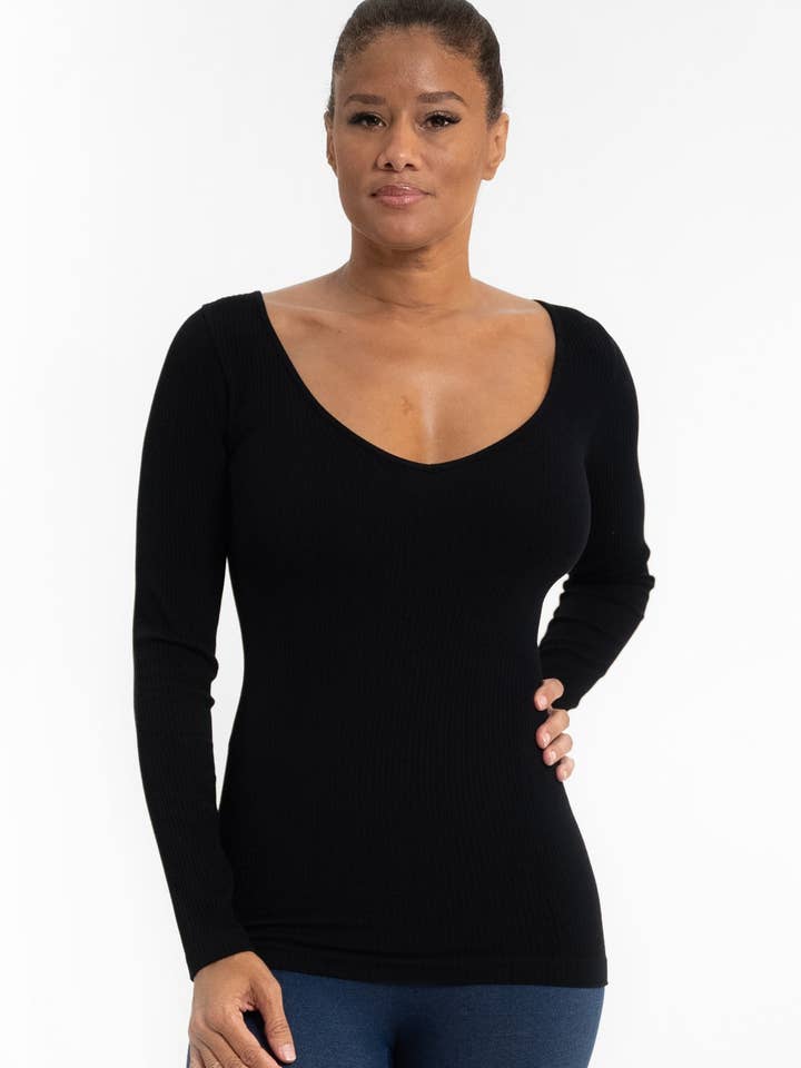 ELIETIAN - Wholesale Knit Top - Women's - Ribbed Reversible Long Sleeve25