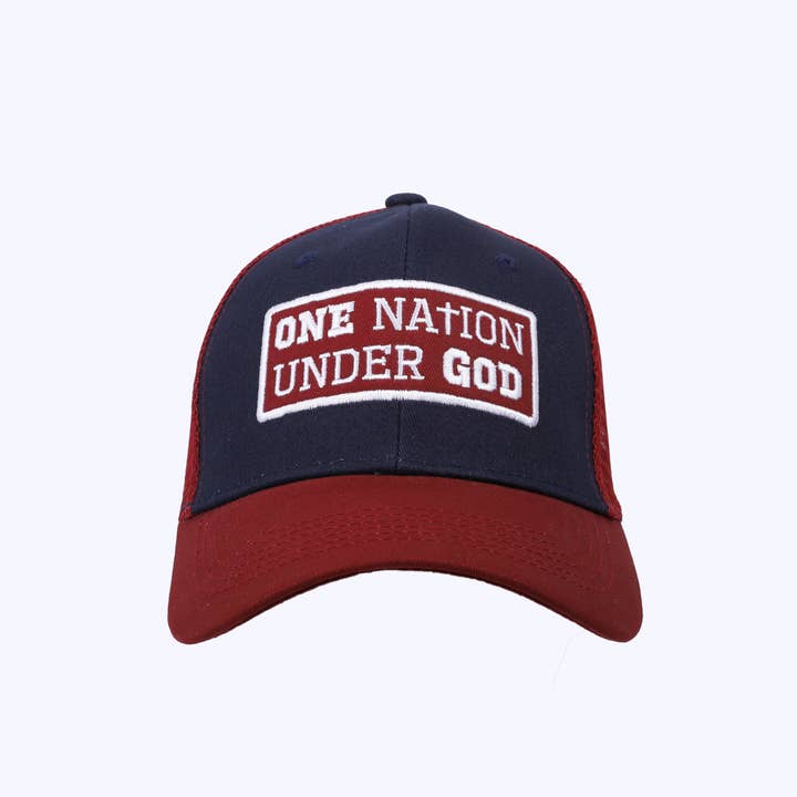 Swanson Christian Products - Wholesale Trucker Hat - Unisex - Cap One Nation Under God Navy/Burgundy