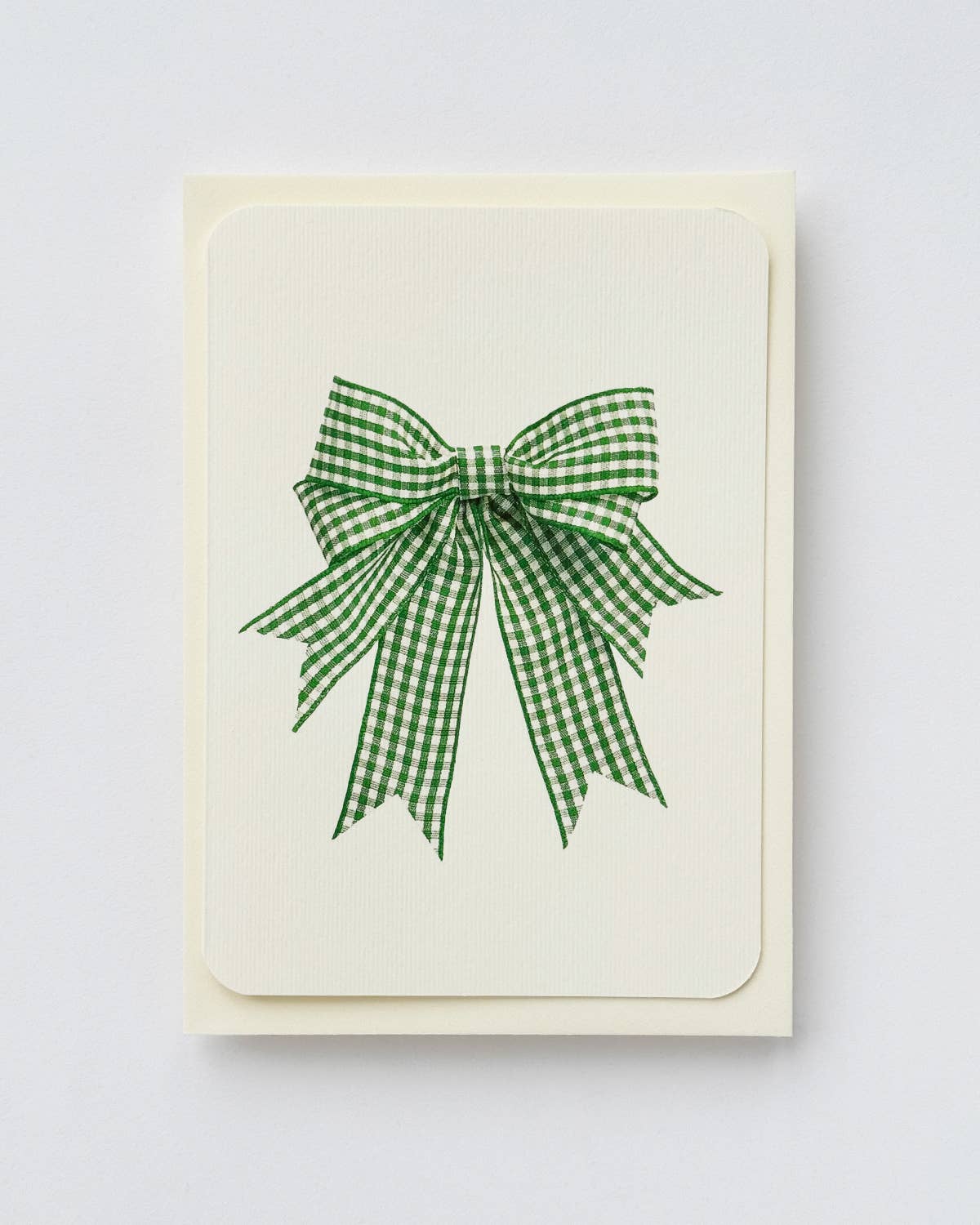 Canonbury Press - Wholesale St. Patrick's Day Card - Double Tail Green Gingham Bow Greeting Card | Birthday Card1