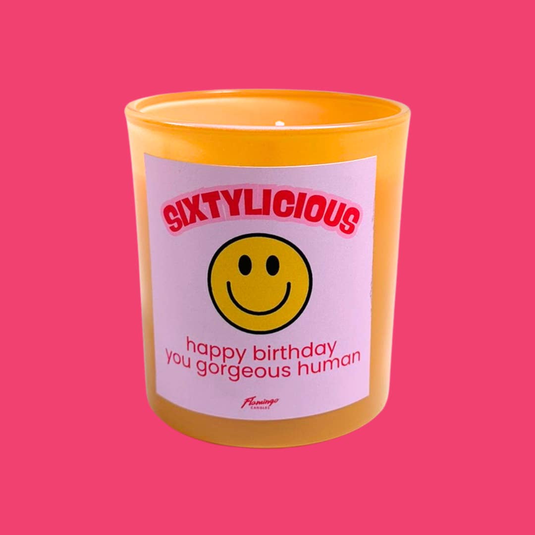 Flamingo Candles - Vendita all'ingrosso Candela in vasetto - Candela per il 60º compleanno Sixtylicious