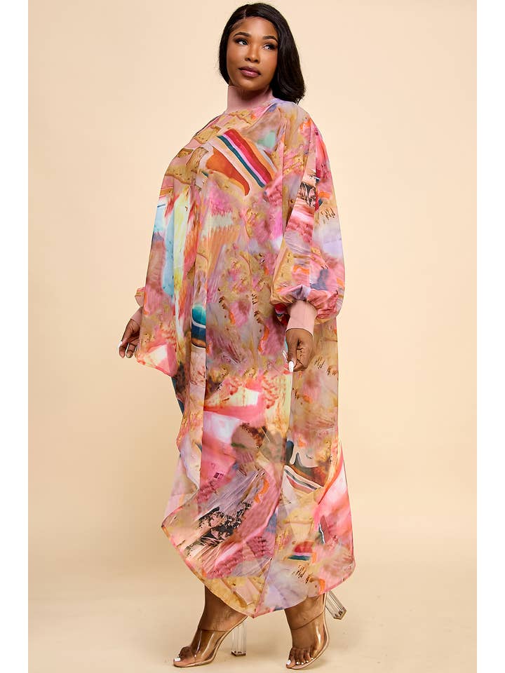 Namatt Design - Wholesale Blouse - Dames - Plus Mesh blouse met ronde hals en lange mouwen en diagonale bandjes6