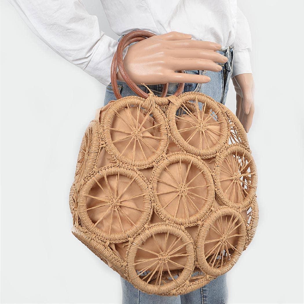 3AM BY H&D ACCESSORIES – wholesale Tote bag – Women's – Faux Straw Round Tote Bag2