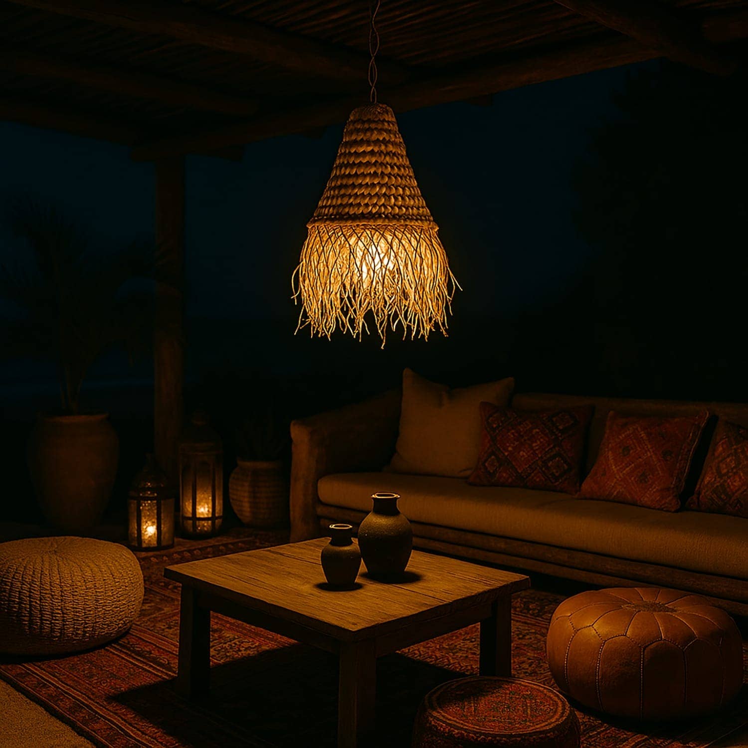 Etnico del Mondo - Wholesale Chandelier/Hanging Light - Moroccan Ethnic Handmade Raffia Chandelier4