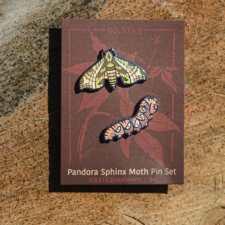 Pandora Sphinx Moth Pin Set for wholesale by Solstice Handmade