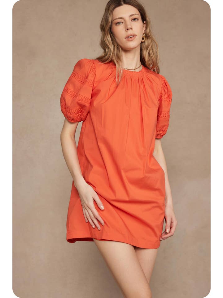 Strut & Bolt - Wholesale Dress - Women's - Reverse Pintuck Puff Sleeve Mini Dress13