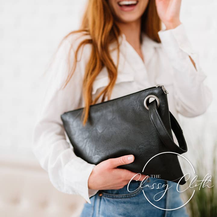The Classy Cloth WS - Wholesale Clutch Bag - Women's - Trendy Clutch - Solid Black RTS1