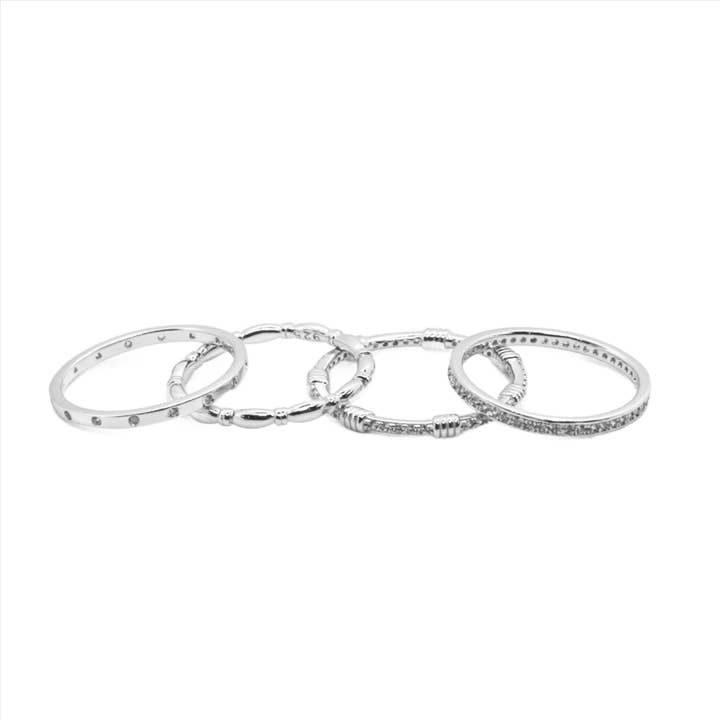 Sterling Silver Gold Plated 4 Stackable CZ Ring for wholesale by Atlanta Jewelers Supply