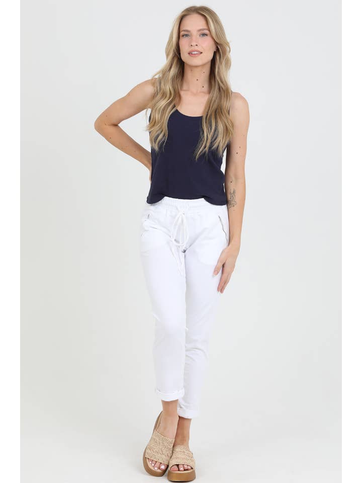 Nostalgia - Vente Pantalon d'intérieur/de jogging – femme - JOGG DE JOGGING EN TISSU ÉPONGE NP746-ASIS AVEC LIEN À NOUER SUR LE DEVANT ET POCHE ZIPPÉE9