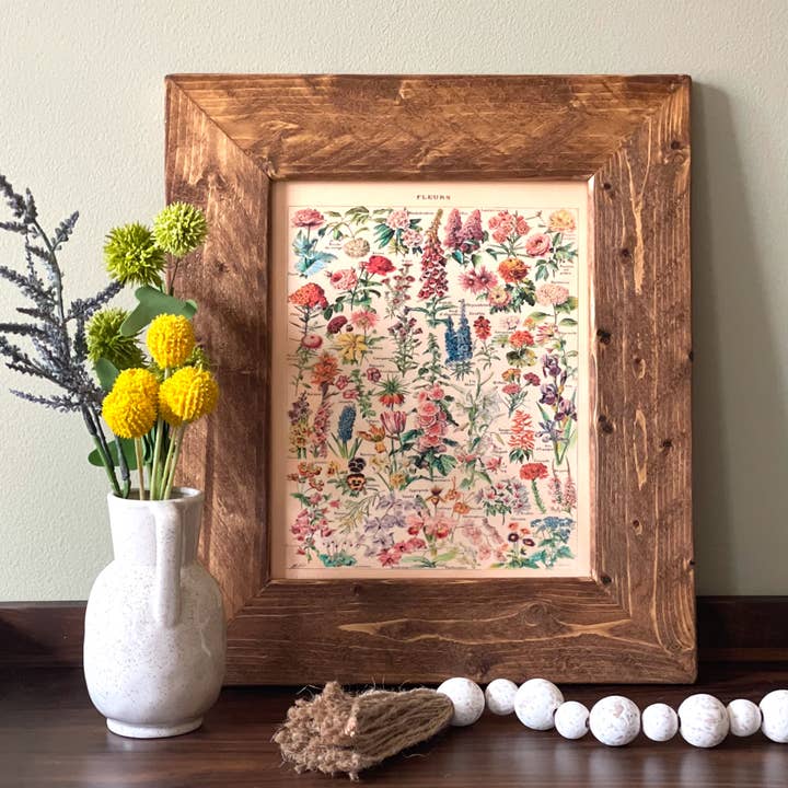 Swinford Designs - Wholesale Art Print - Fleurs Vintage Flower Chart - Choose Frame Size & Color