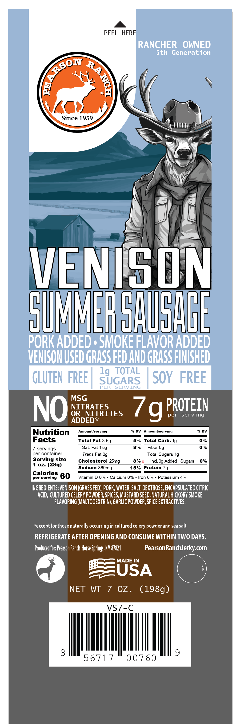 Pearson Ranch Elk & Bison Jerky - Vente Saucisses - Saucisse d'été de chevreuil2