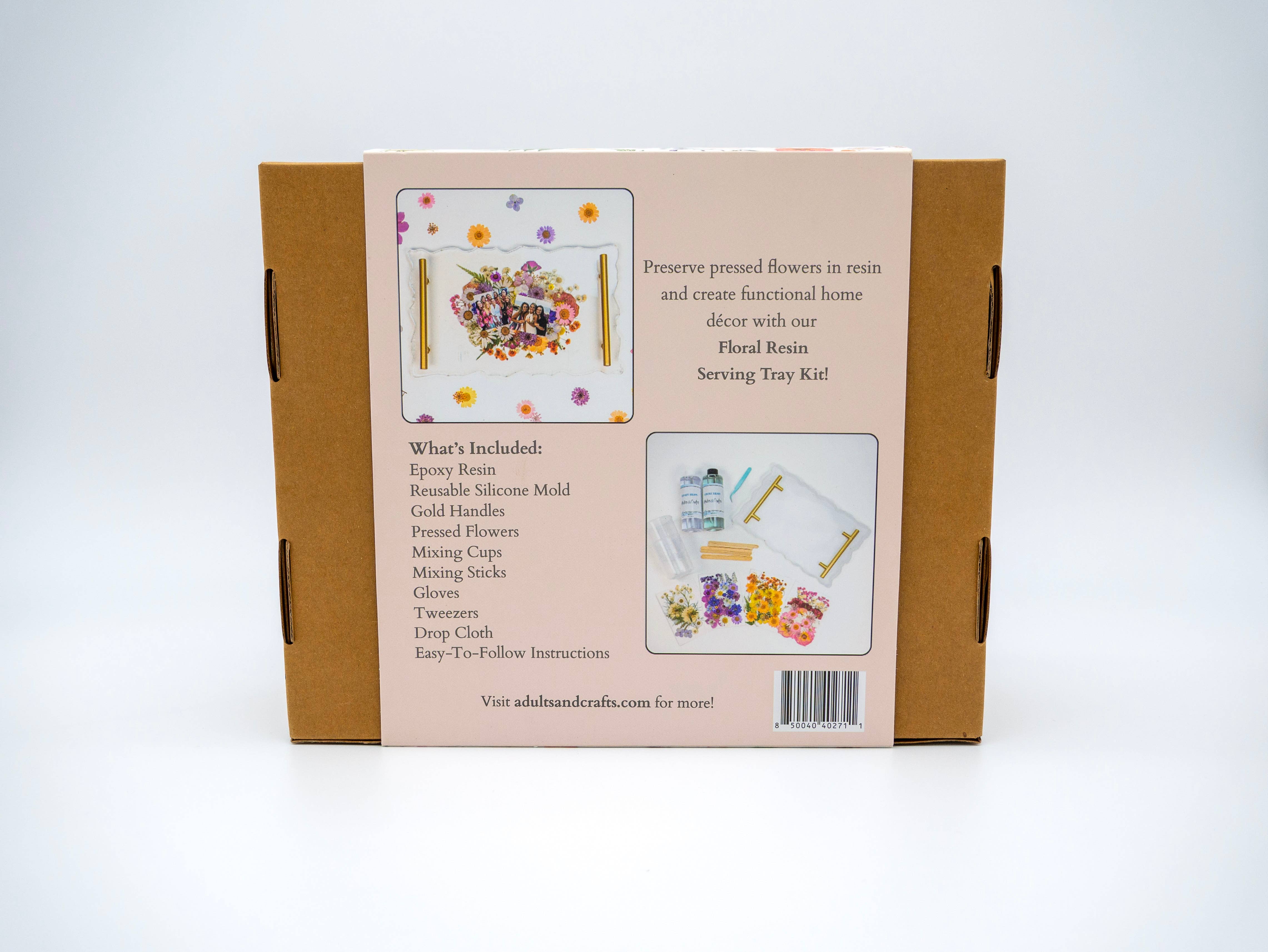 Adults & Crafts - Wholesale DIY Craft Kit - Floral Resin Serving Tray Craft Kit1