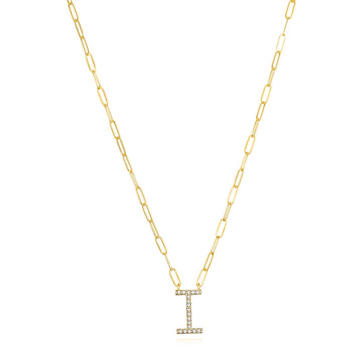 Amelia Rose Jewelry - Wholesale Pendant/Charm Necklace - Grand Diamond Initial Necklaces-All Letters Gold16