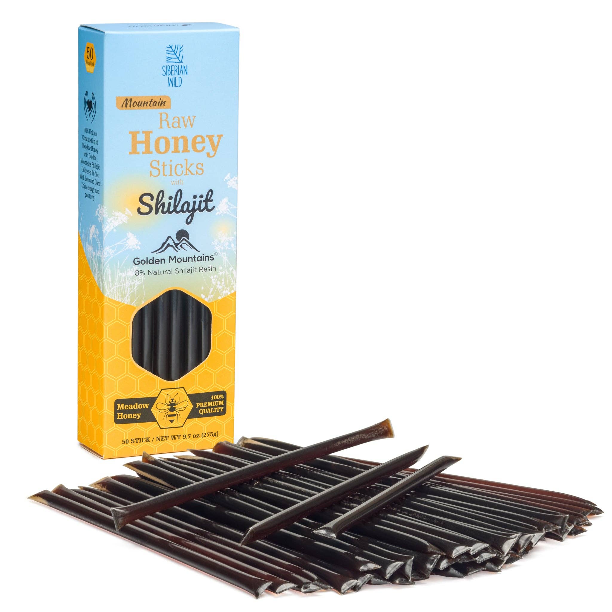 SiberianGreen - Wholesale Honey - Siberian Wild Meadow Honey Sticks with 8% Shilajit – 50 Pack Portable Honey Superfood for Active Lifestyles2