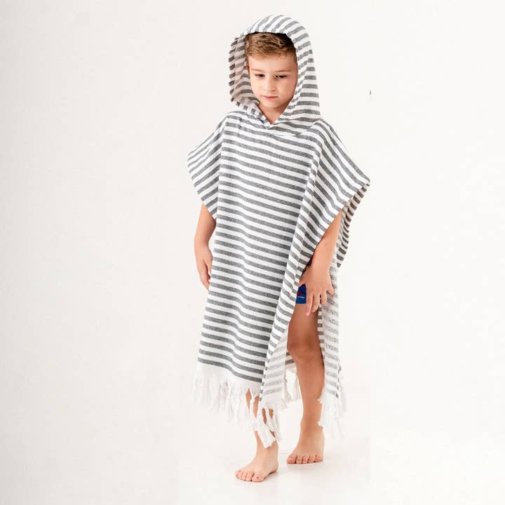 Black Hooded Poncho Surf Changing Swimming Beach Towel Terrybacked for wholesale on Faire