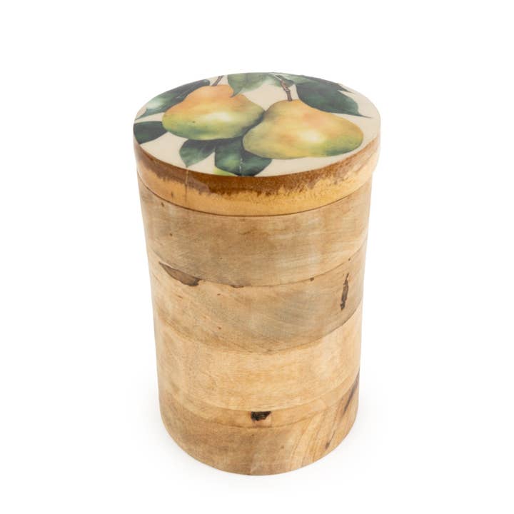 Large Storage Jar Mango Wood - Pear 4PK for wholesale by Candlelight Products Ltd