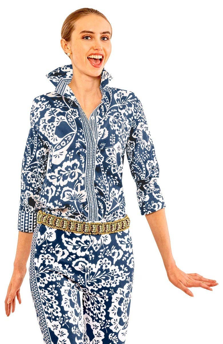 Gretchen Scott LLC - Wholesale Button Down Shirt - Women's - Comfy Cozy Shirt - Flora5