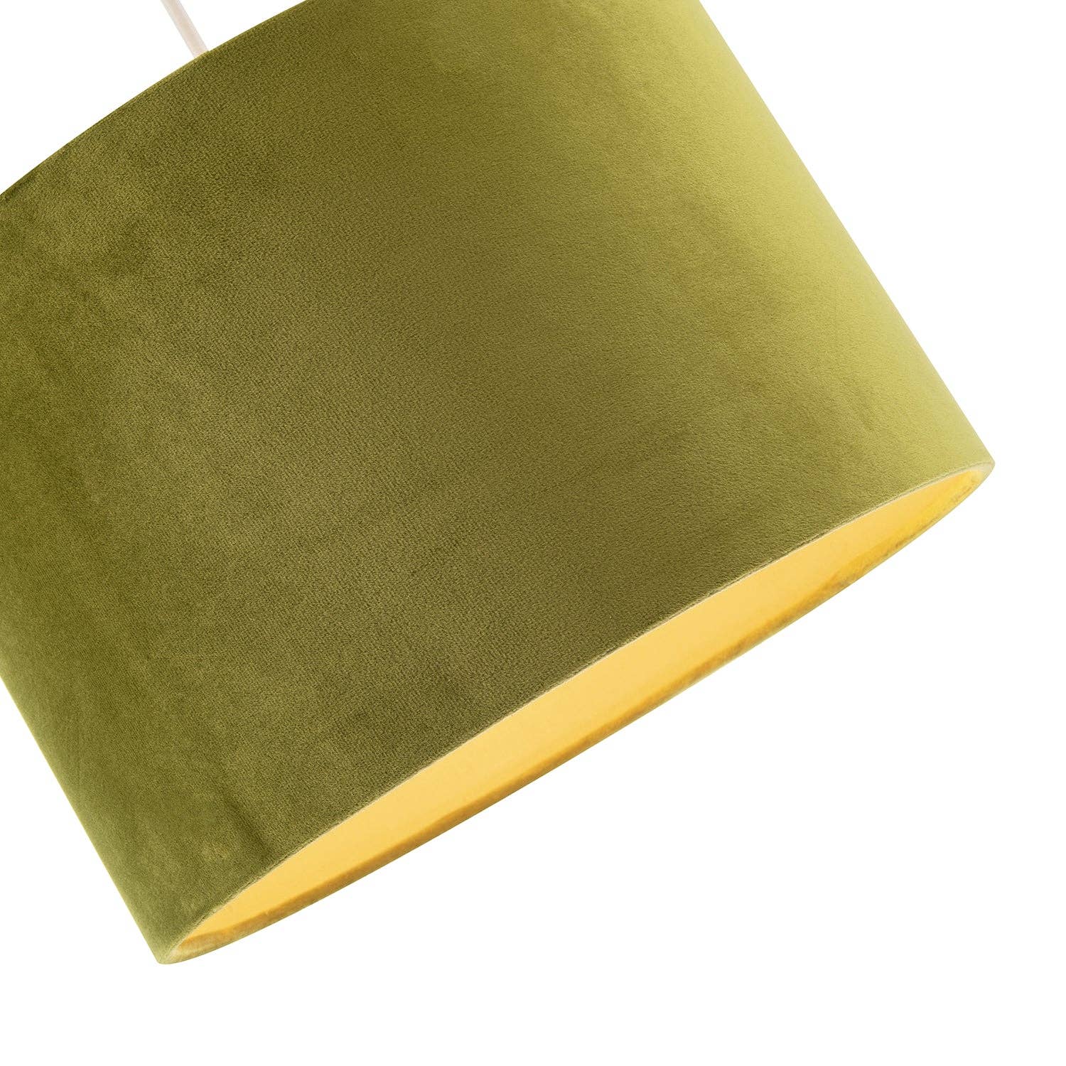 Happy Homewares – wholesale Lampshade – Soft Velvet Olive Green Fabric Round Lamp Shade for Table or Pendant3