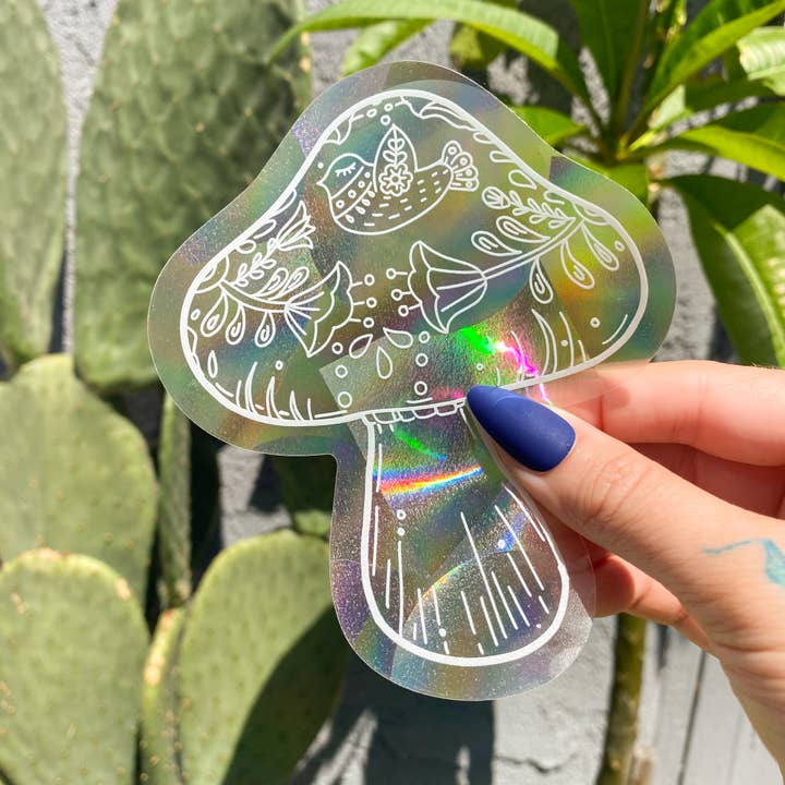 Chelzart - Wholesale Suncatcher - Boho Mushroom Rainbow Suncatcher Decal | Mushroom Accessory8