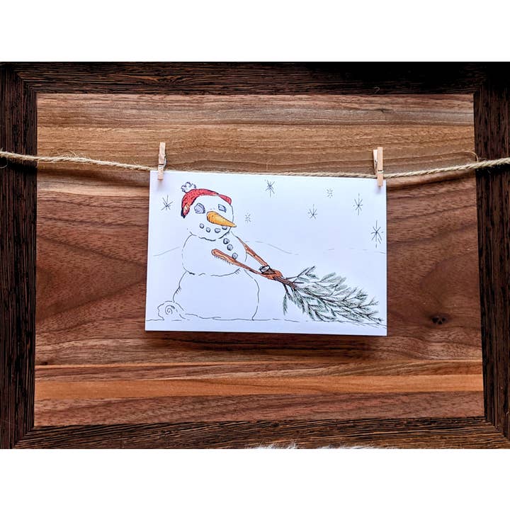 Donkey & Lion - Wholesale Christmas Card - Dragging Home The Christmas Tree