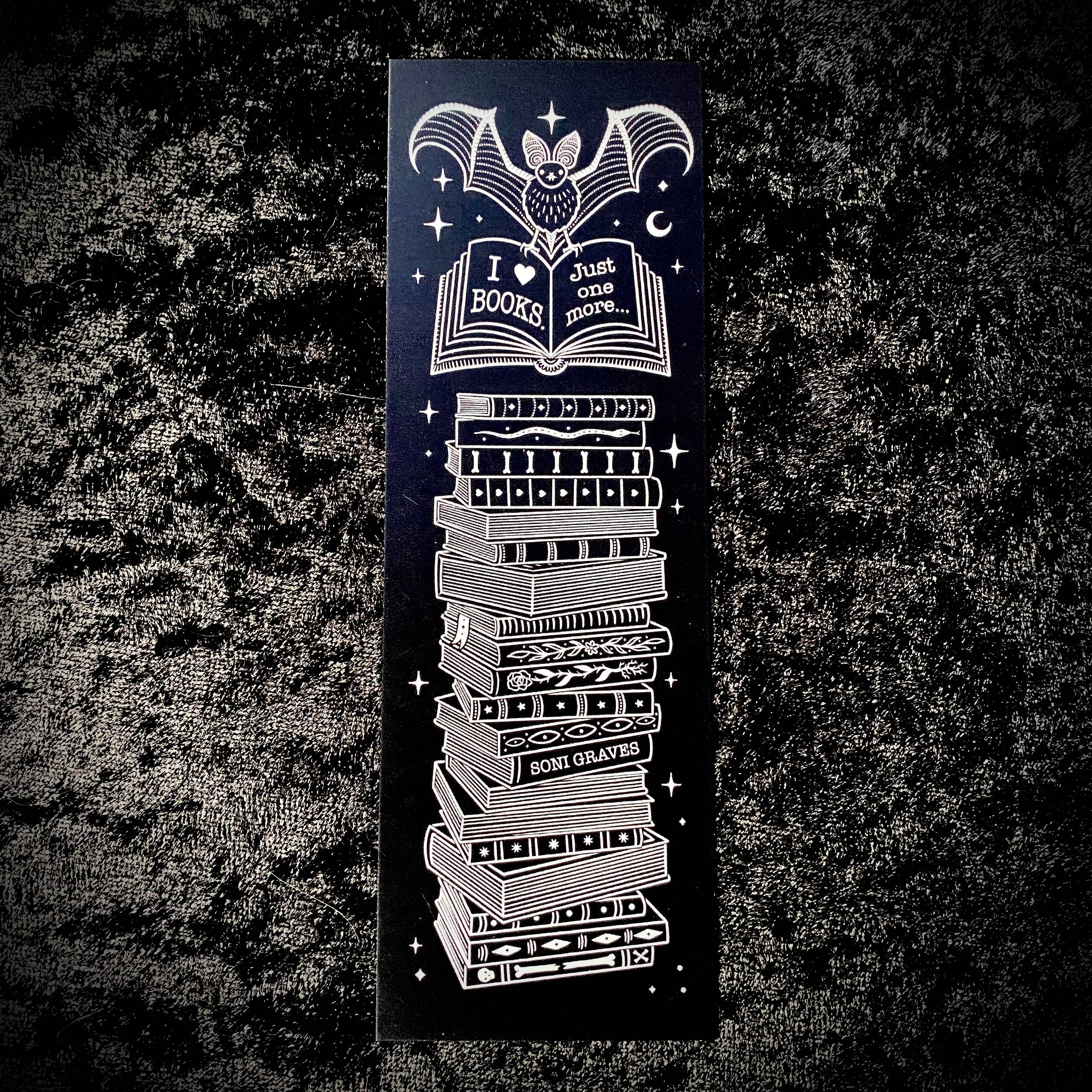 Soni Graves - Wholesale Bookmark - Bat Books Bookmark: Double Sided, Spooky Whimsical2