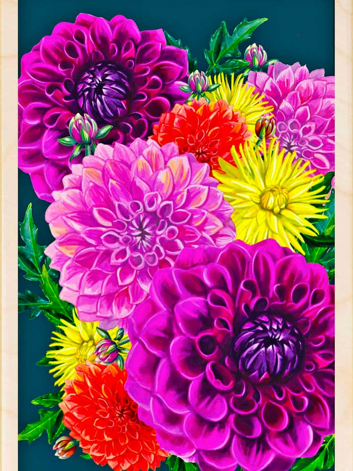 Dahlia - Eco-friendly cards & magnets for wholesale by THE WOODEN POSTCARD COMPANY