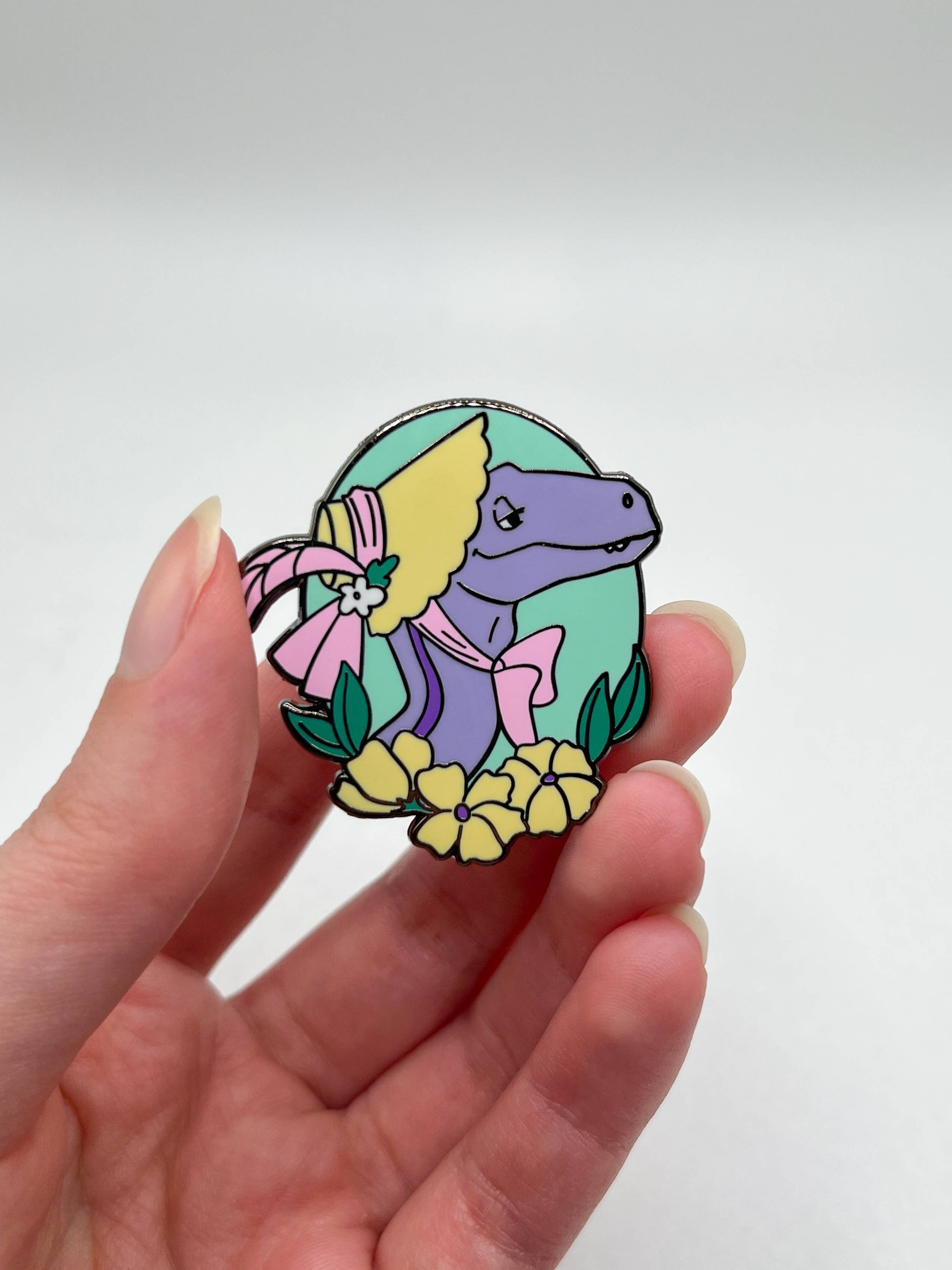 Geekly Whimsical - Wholesale Lapel Pin/Button - Dapper Dinos - Dorthea Raptor Enamel Pin4