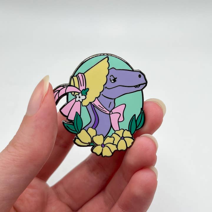Geekly Whimsical - Wholesale Lapel Pin/Button - Dapper Dinos - Dorthea Raptor Enamel Pin4