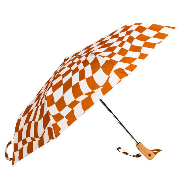 Parapluie Duckhead écologique à damier au beurre de cacahuète pour la vente par Original Duckhead USA