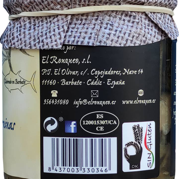 El Ronqueo - Wholesale Tinned Fish - Tuna Belly with Tagarninas jar 250 g.1