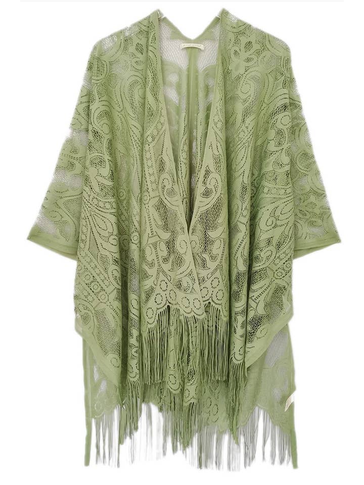Ellison+Young - Wholesale Kimono - Women's - Elegant Lace Fringed Kimono
