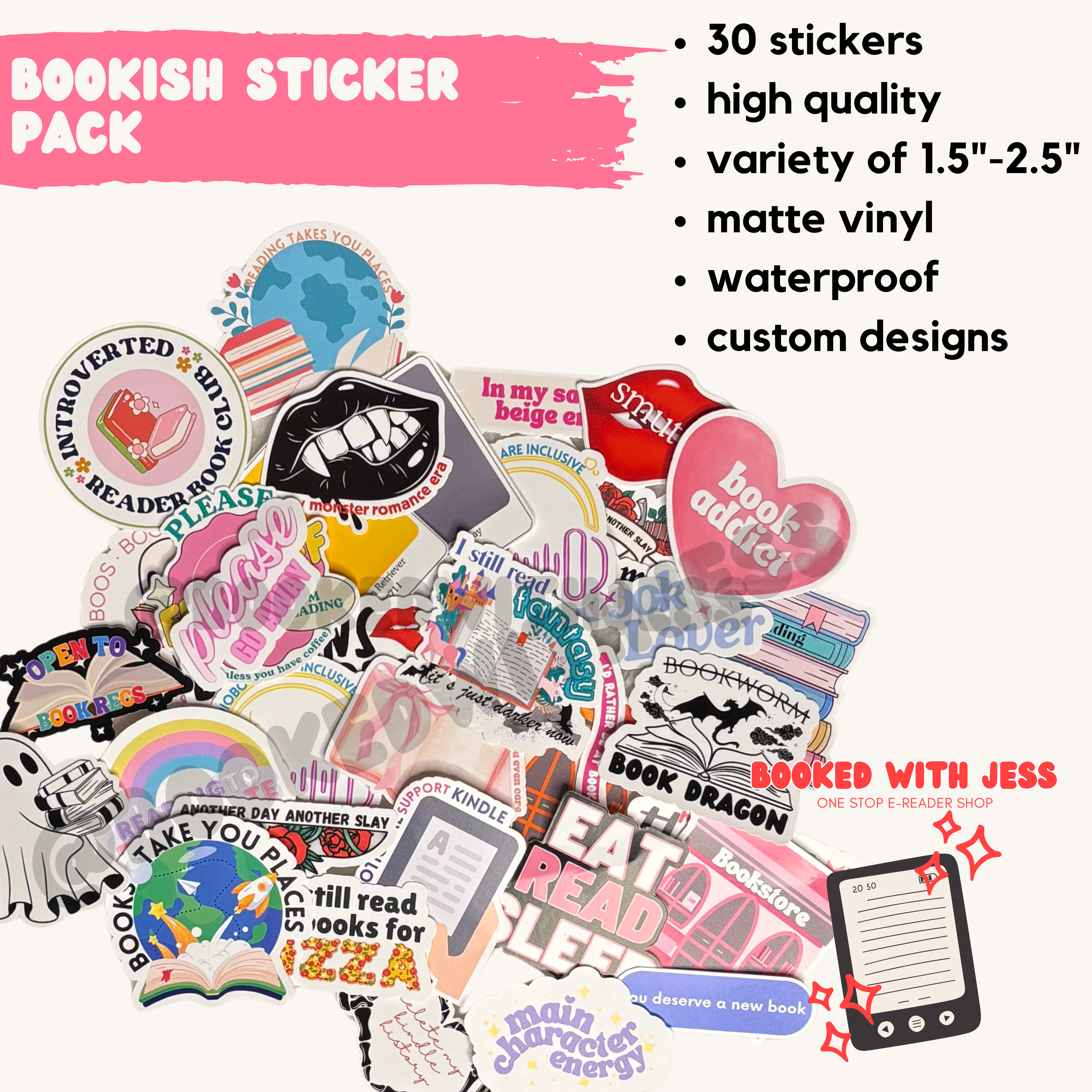 Booked with Jess - Wholesale Sticker - Bookish Sticker Pack13