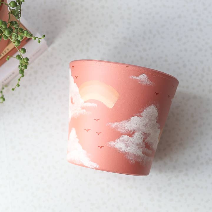 Aloe Painted Pots - Wholesale Plant Pot - Hand Painted Cotton Candy Terracotta Pot