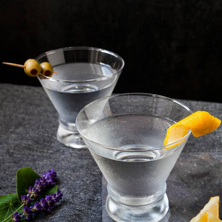 JoyJolt - Wholesale Cocktail/Liquor Glass - Afina Heavy Base Stemless Martini Glasses