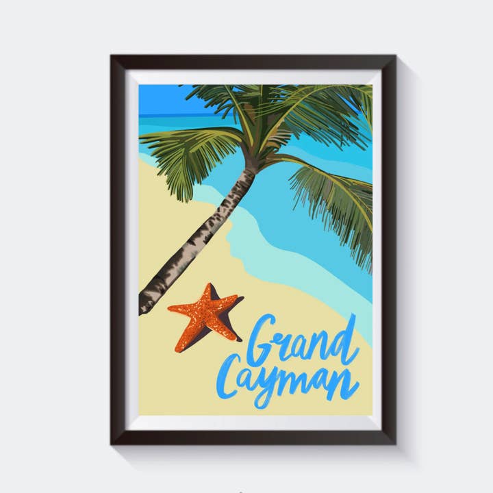 Stampa artistica di viaggio Grand Cayman, Caraibi - 6 misure per la vendita all'ingrosso da parte di 2 Sisters
