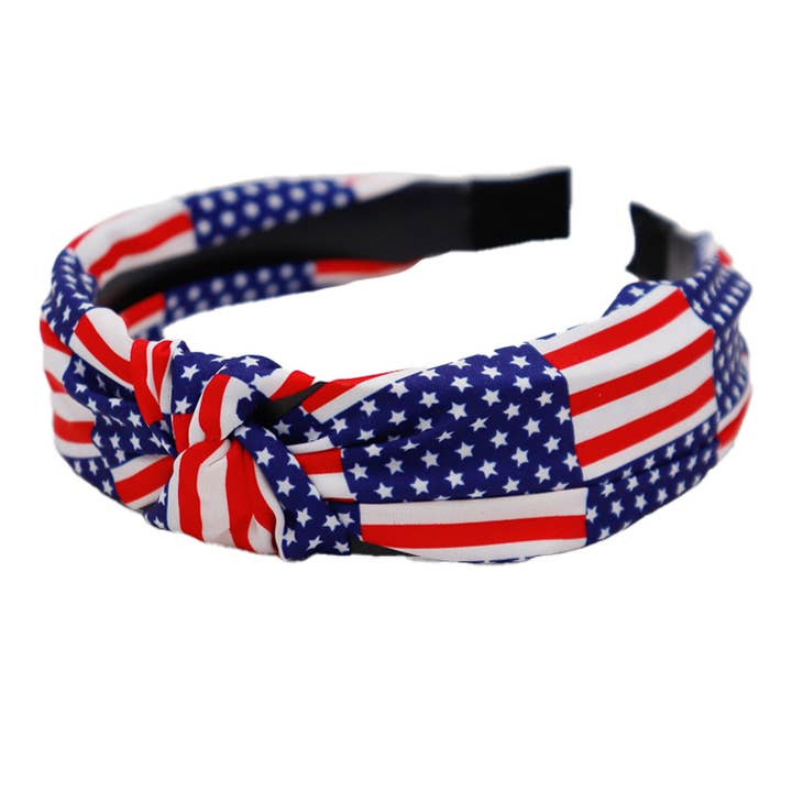Cap Zone - Wholesale Fashion Headband - Women's - American Flag Twist Knotted Hard Shell Head Band3