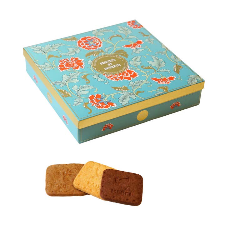 Metal tin assortment biscuits "Biscuits of Happiness" 295g for wholesale by LA SABLESIENNE