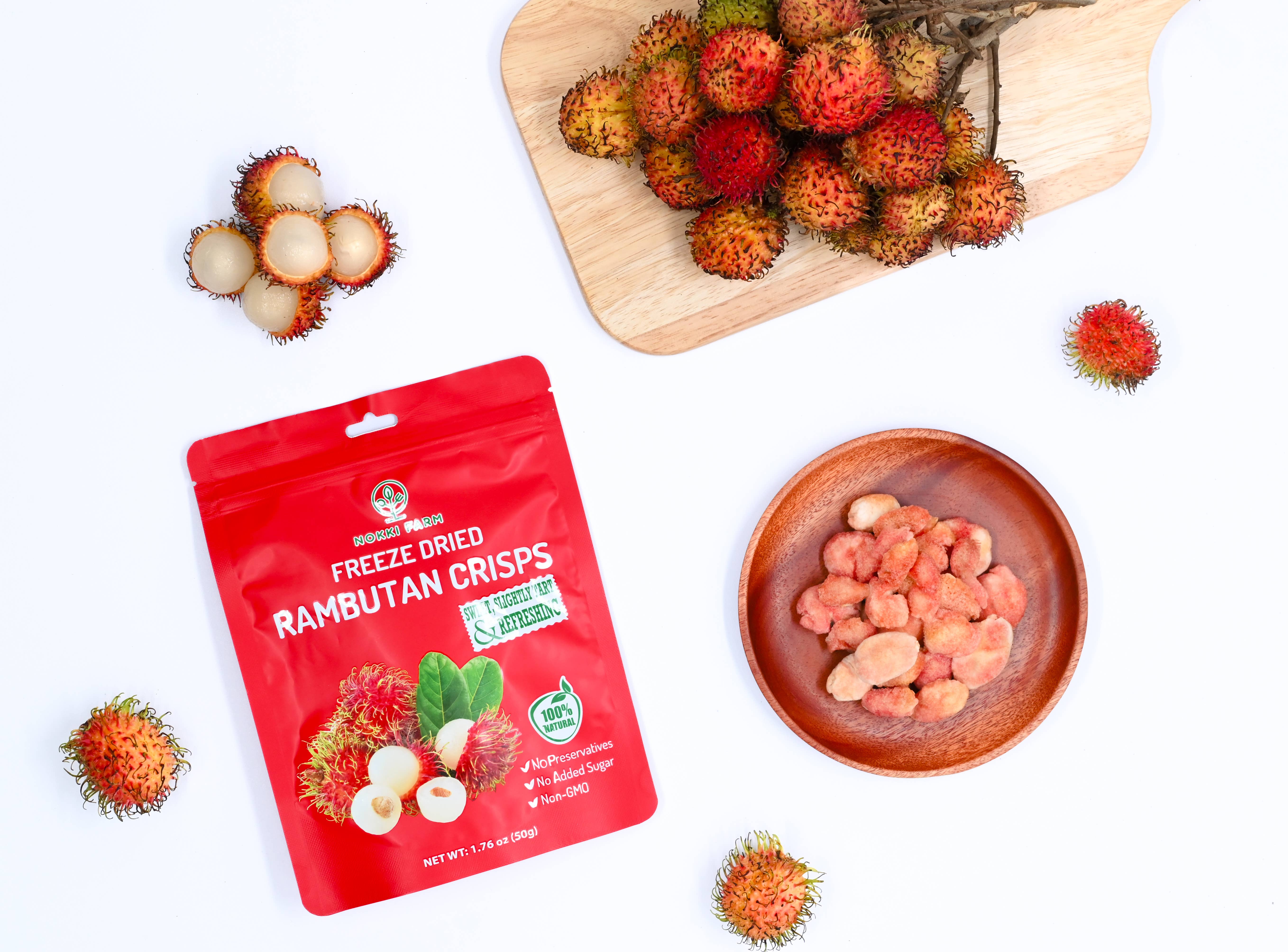 Nokki Farm - Wholesale Dried/Dehydrated Fruit - NOKKI FARM Freeze Dried Rambutan Crisps - No Added Sugar3