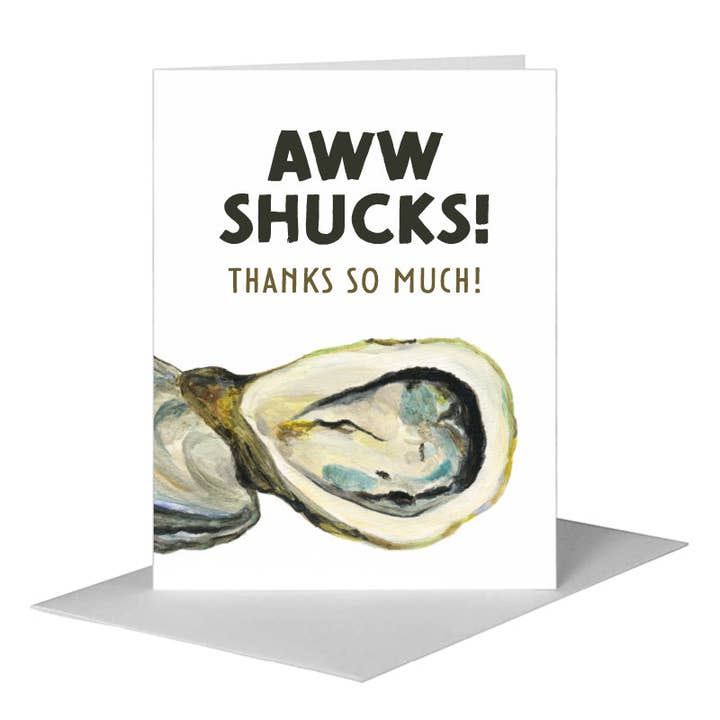 Printed Canvas - Wholesale Thank You Card - Oysters, Greeting Card (#8448AA)