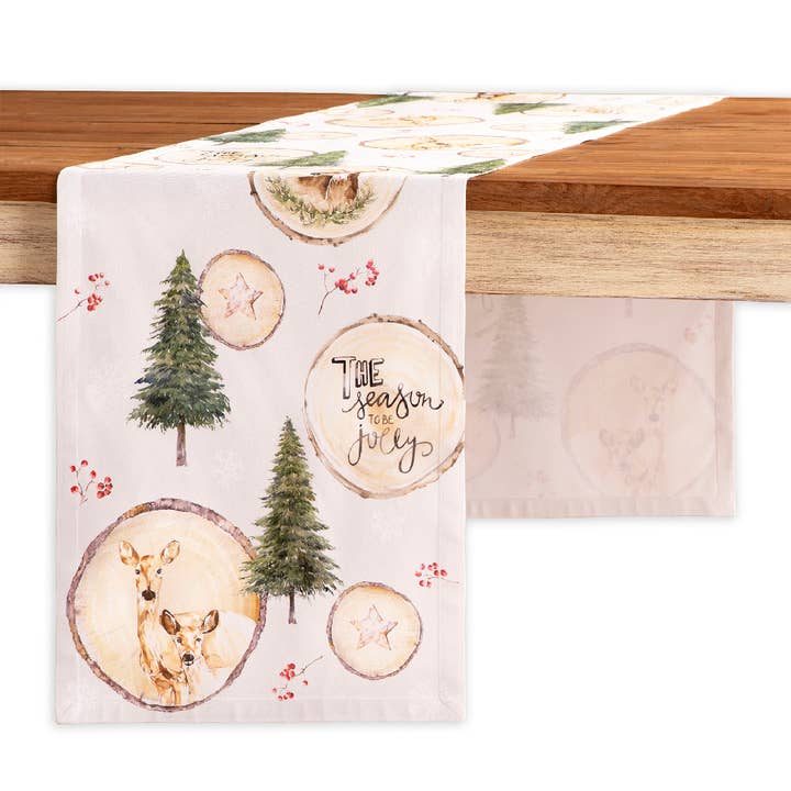 Table Runner 100% Cotton - Single Layer - Mountain Life for wholesale by Maison d'Hermine - Design in Every Thread