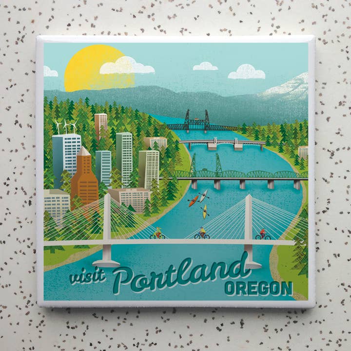 PDX Bridges Coasters for wholesale by Robot Candy