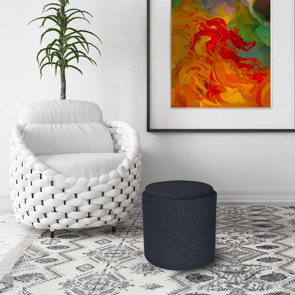 Aria Home – Großhandel Polsterhocker – Aria Home Boucle Tablett-Top getuftete Ottomane Kollektion, Schwarz, 1-teilig, 43 x 38 x 38 cm12
